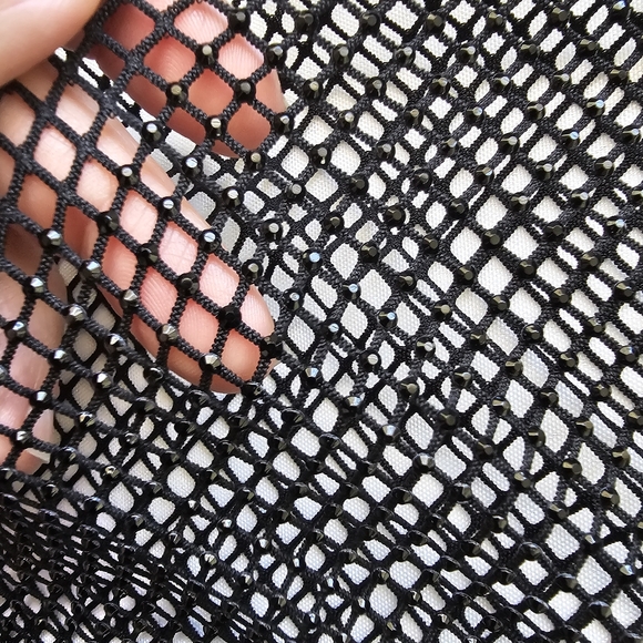 Urban Outfitters NWT Black Mesh Crop Tank Top Red Stripe Y2K Festival Unisex S/M - Picture 7 of 12